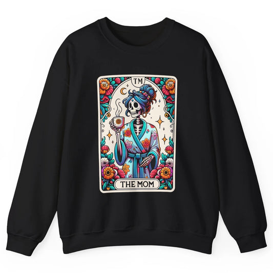 Retro Floral Skeleton The Mom Tarot Card Halloween Mom Life Unisex Crewneck Sweatshirt