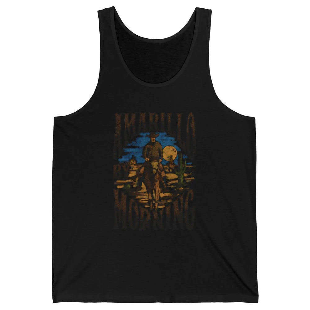 Retro Cowboy Riding Horse Desert Amarillo By Morning Western Unisex Jersey Tank