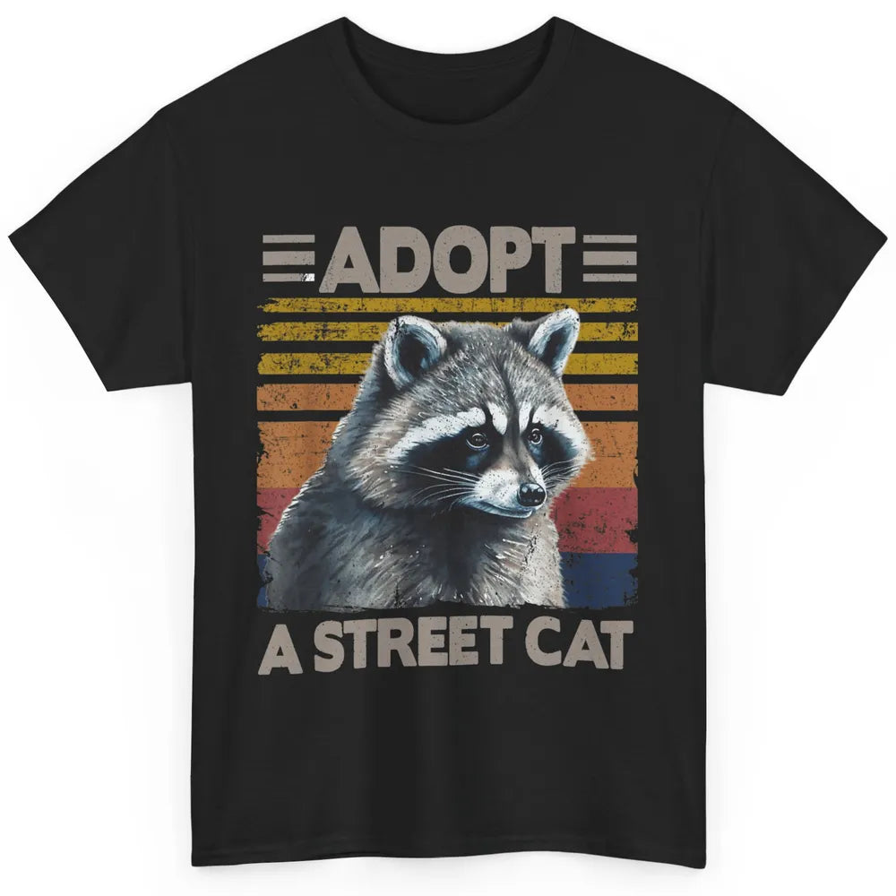 Retro Adopt A Street Cat Raccoon Watercolor Possum Adoption Classic Unisex T-Shirt