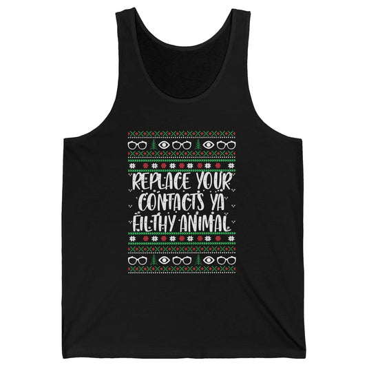 Optometry Christmas Tree Eyeglasses Replace Ya Contacts Ugly Unisex Jersey Tank