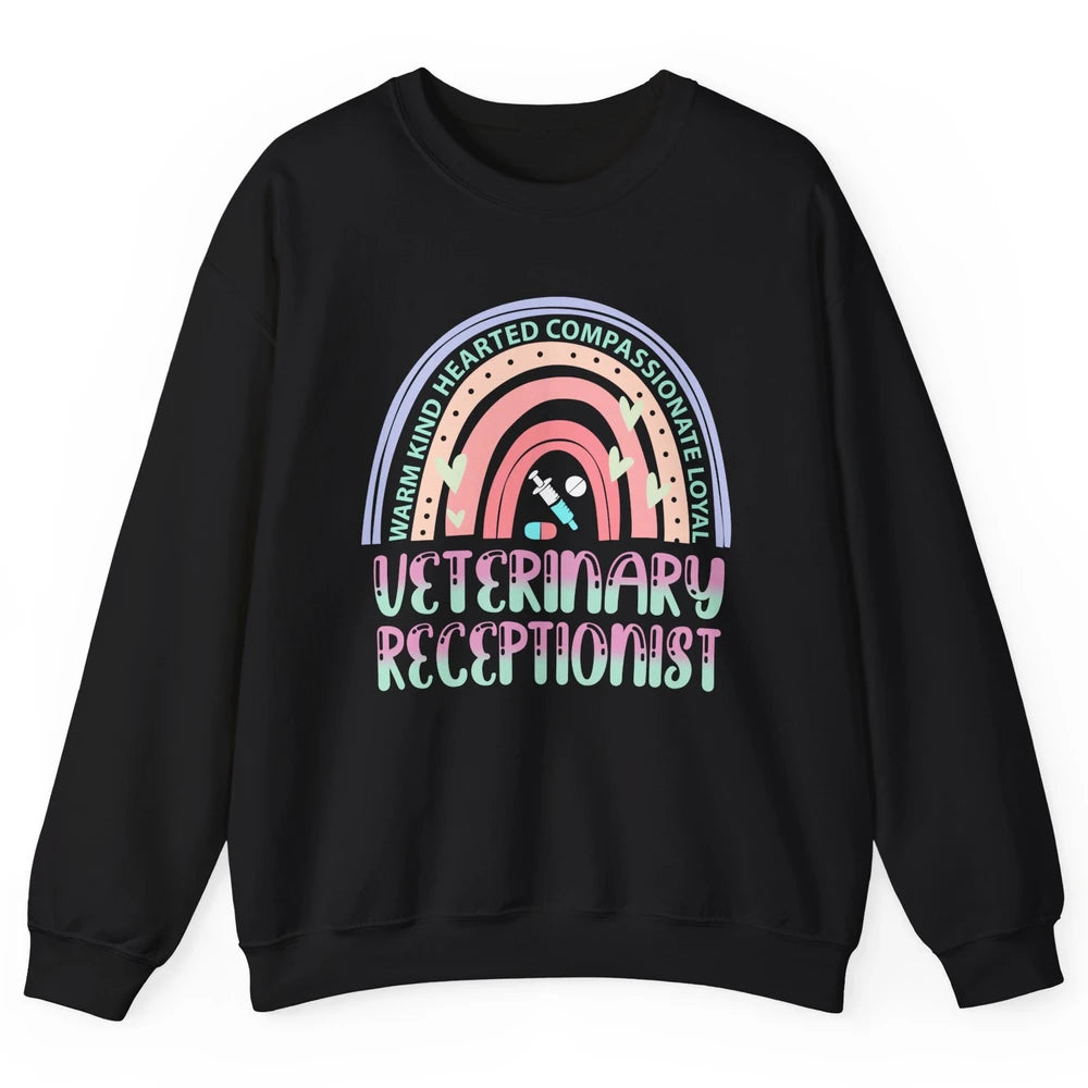 Pink Rainbow Veterinarian Receptionist Dog Recue Dog Mom Unisex Crewneck Sweatshirt