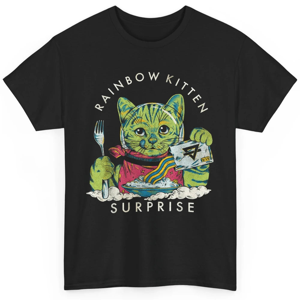 Retro Rainbow Kitten Surprise Gothic Halloween Funny Cat Pet Classic Unisex T-Shirt