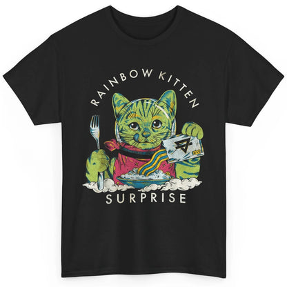 Retro Rainbow Kitten Surprise Gothic Halloween Funny Cat Pet Classic Unisex T-Shirt