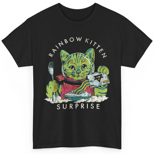 Retro Rainbow Kitten Surprise Gothic Halloween Funny Cat Pet Classic Unisex T-Shirt