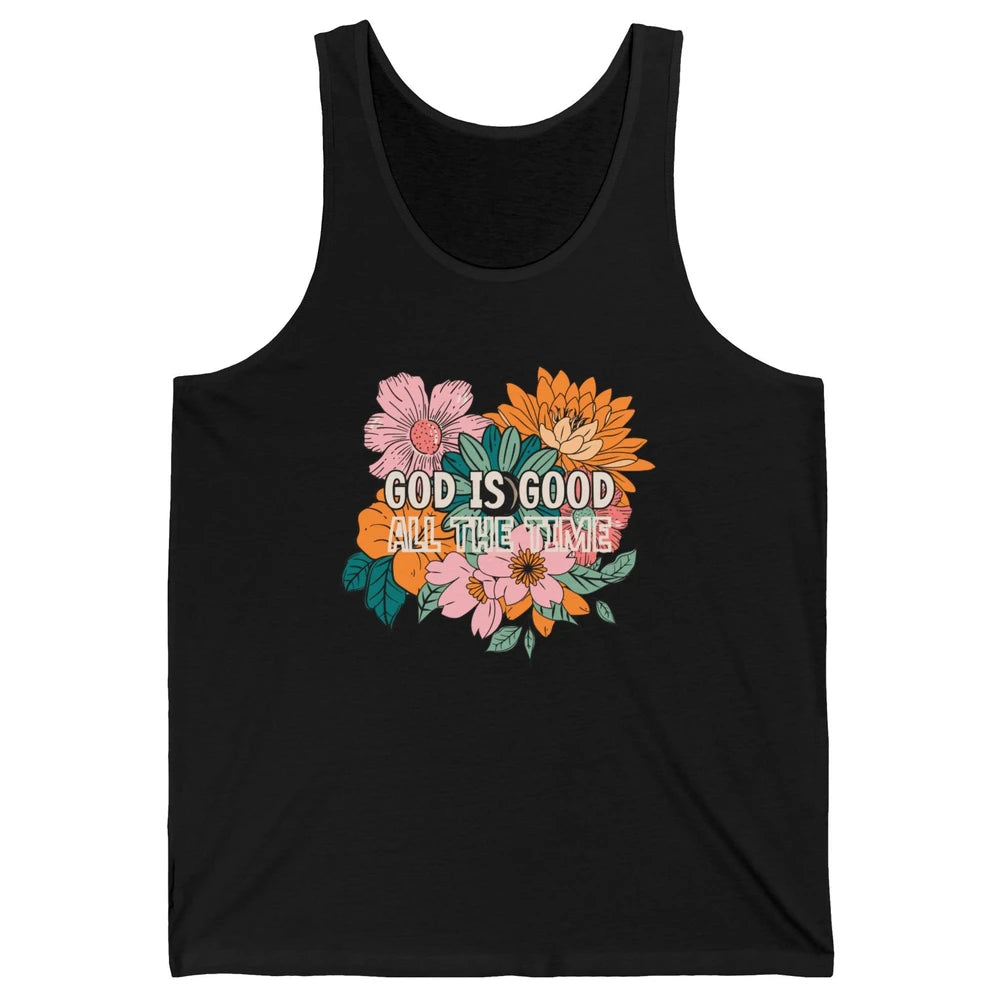 Retro God Is Good All The Time Floral Christian Bible Verse Unisex Jersey Tank