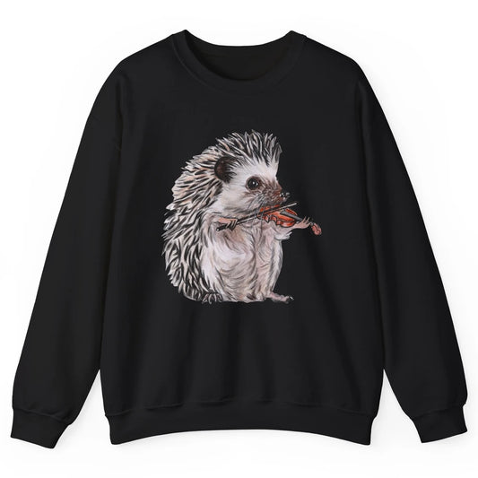 Retro Hedgehog Playing Viloin Musician Violinist Hedgehog Unisex Crewneck Sweatshirt