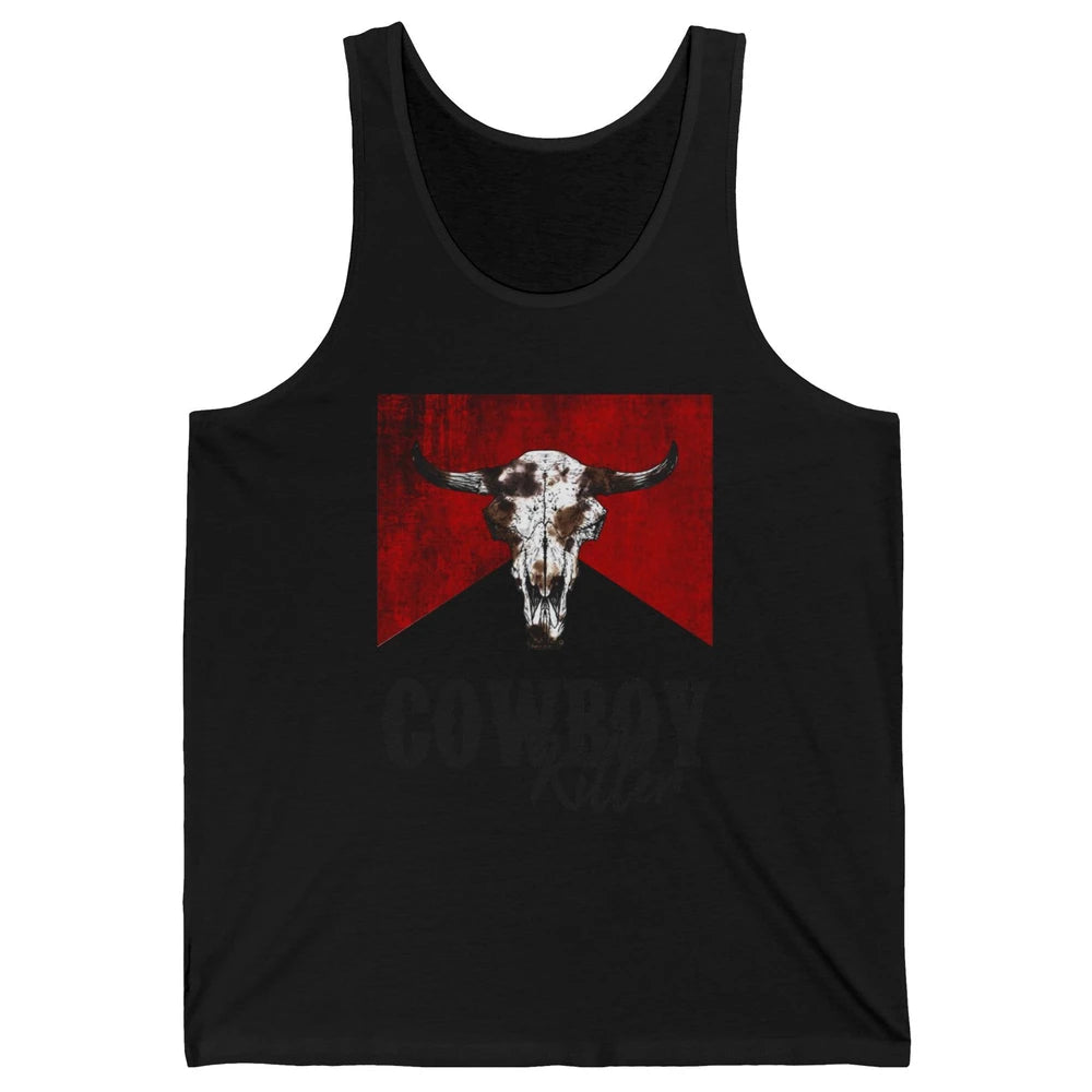 Retro Cow Skull Cowboy Killer Western Country Cowgirl Gift Unisex Jersey Tank