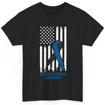 Ocular Melanoma Awareness Ribbon No One Fight Alone US Flag Classic Unisex T-Shirt