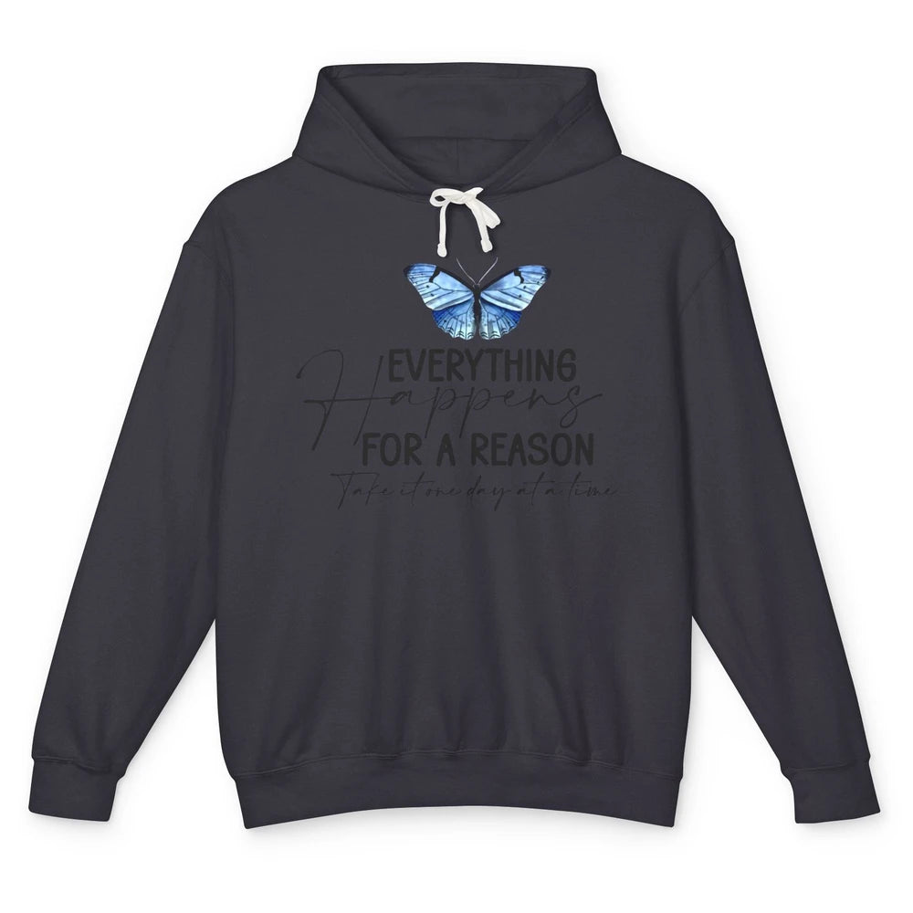Retro Groovy Everything Happens For A Reason Inspirational Unisex Lightweight Hoodie