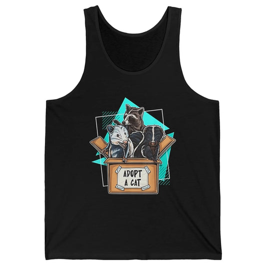 Adopt Forbidden Cats In Box Raccoon Skunks Possum Vaporwave Unisex Jersey Tank