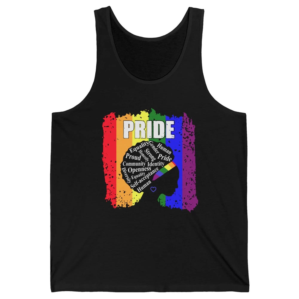 Proud Afro Girl Gay Pride Month Equality Unisex Jersey Tank