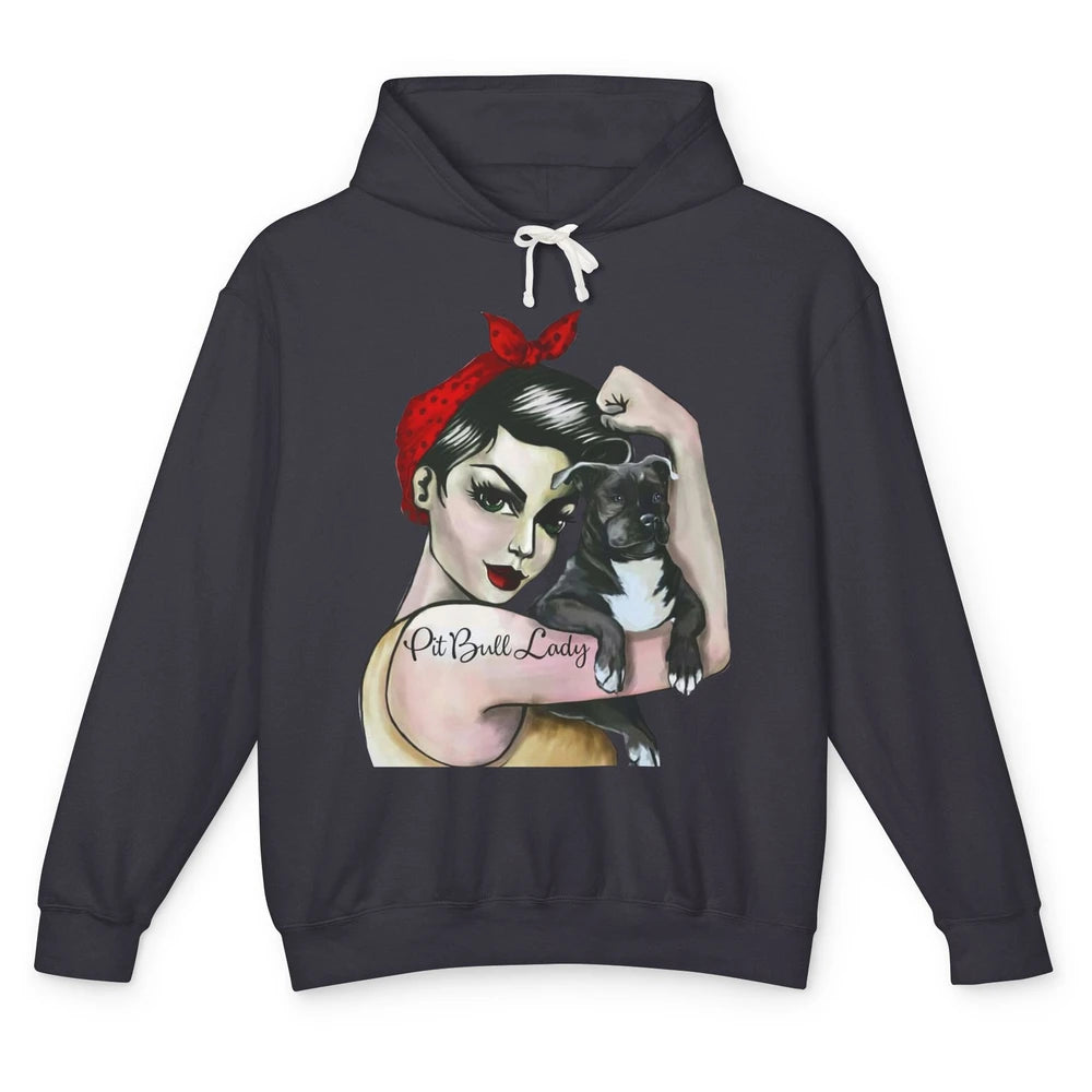 Pit Bull Lady Pit Bull Mom Dog Mom Bandana Dog Lovers Gift Unisex Lightweight Hoodie