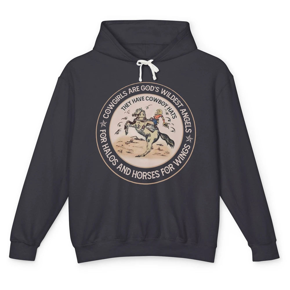 Retro Cowgirls Are God's Wildest Angel Western Country Rodeo Unisex Lightweight Hoodie