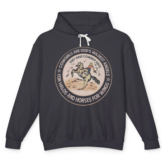 Retro Cowgirls Are God's Wildest Angel Western Country Rodeo Unisex Lightweight Hoodie
