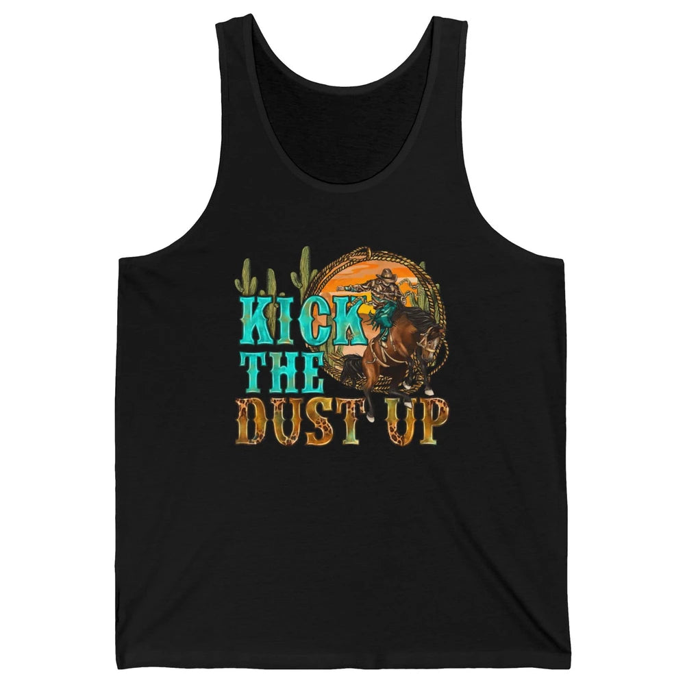 Retro Desert Cowboy Bucking Horse Kick The Dust Up Western Unisex Jersey Tank
