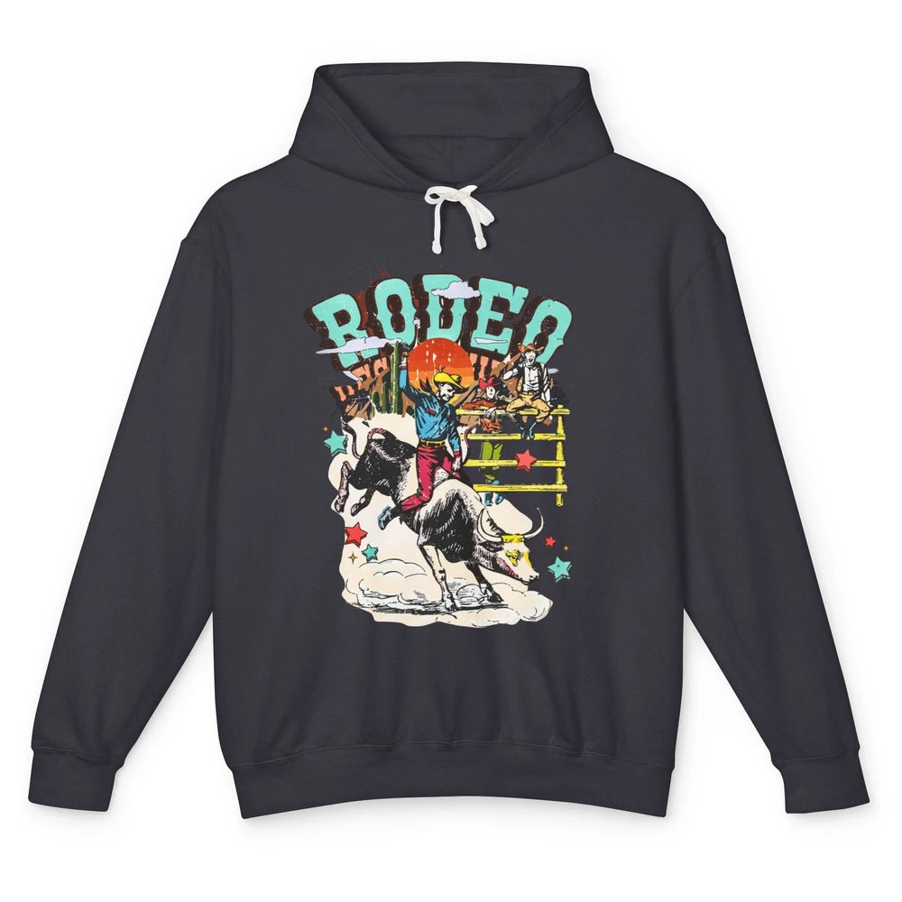 Retro Cowboy Horsing Rodeo Dad Bull Racing Western Country Unisex Lightweight Hoodie