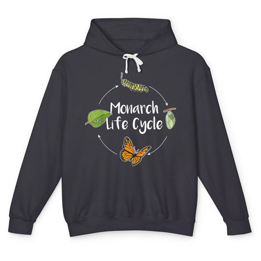 Monarch Life Cycle Cute Butterfly Caterpillar Humor Animal Unisex Lightweight Hoodie