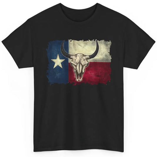Retro Bull Skull Texas Map Western Country Cowboy Cowgirl Classic Unisex T-Shirt