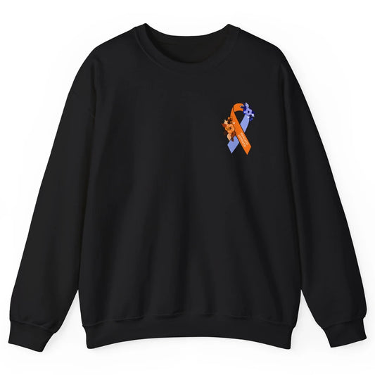 Psoriatic Arthritis Awareness PsA Floral Blue Orange Ribbon Unisex Crewneck Sweatshirt