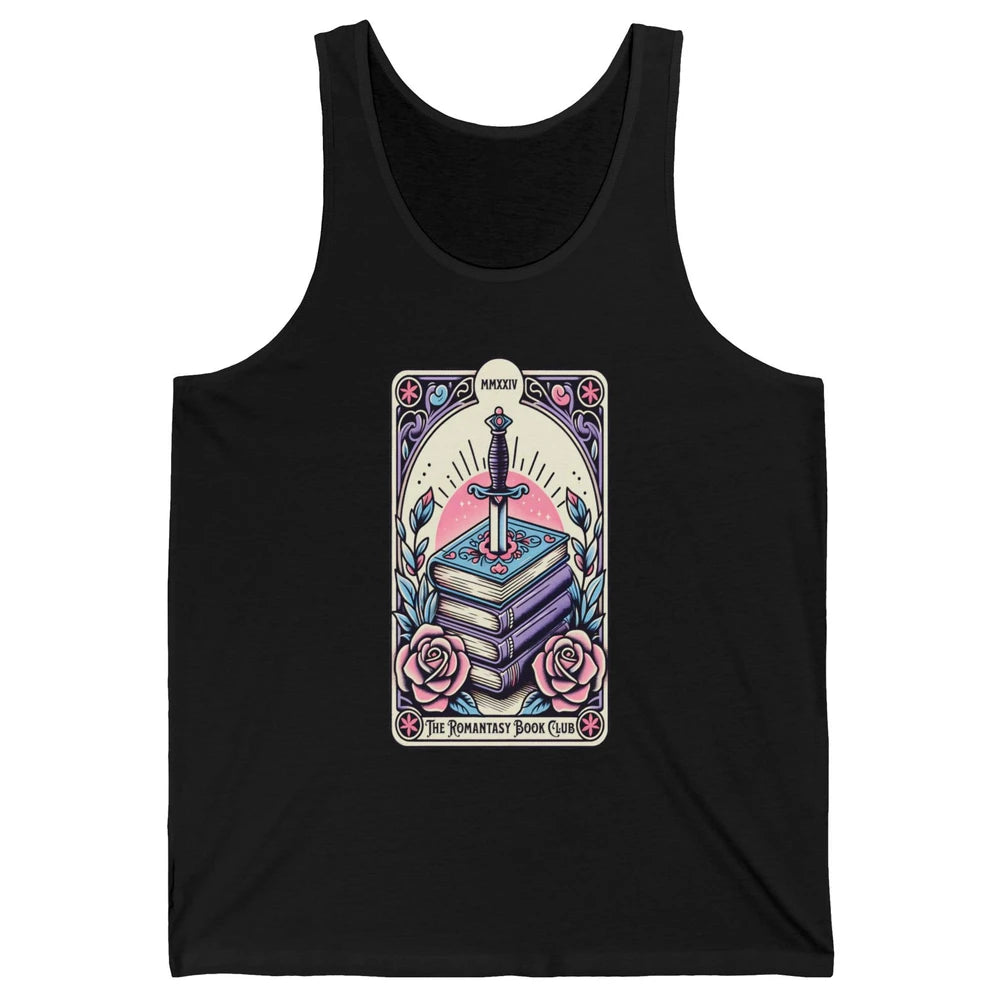 Romantasy Book Club Pastel Tarot Card Sword Floral Reading Books Bookish Bookworm Unisex Jersey Tank