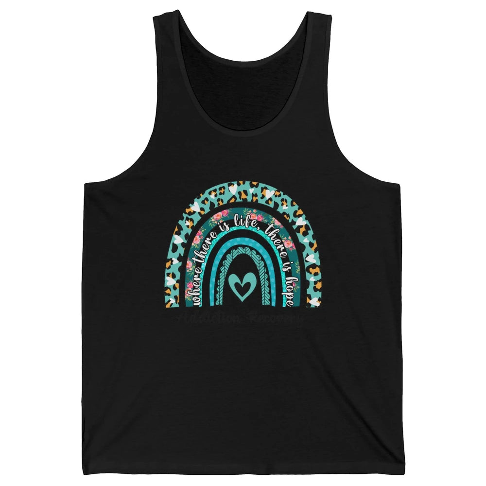 Addiction Recovery Awareness Rainbow Ribbon Blue Leopard Unisex Jersey Tank