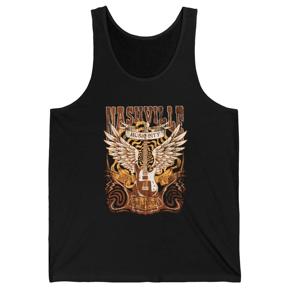 Retro Guitar Nashville Music City Western Country Music Unisex Jersey Tank