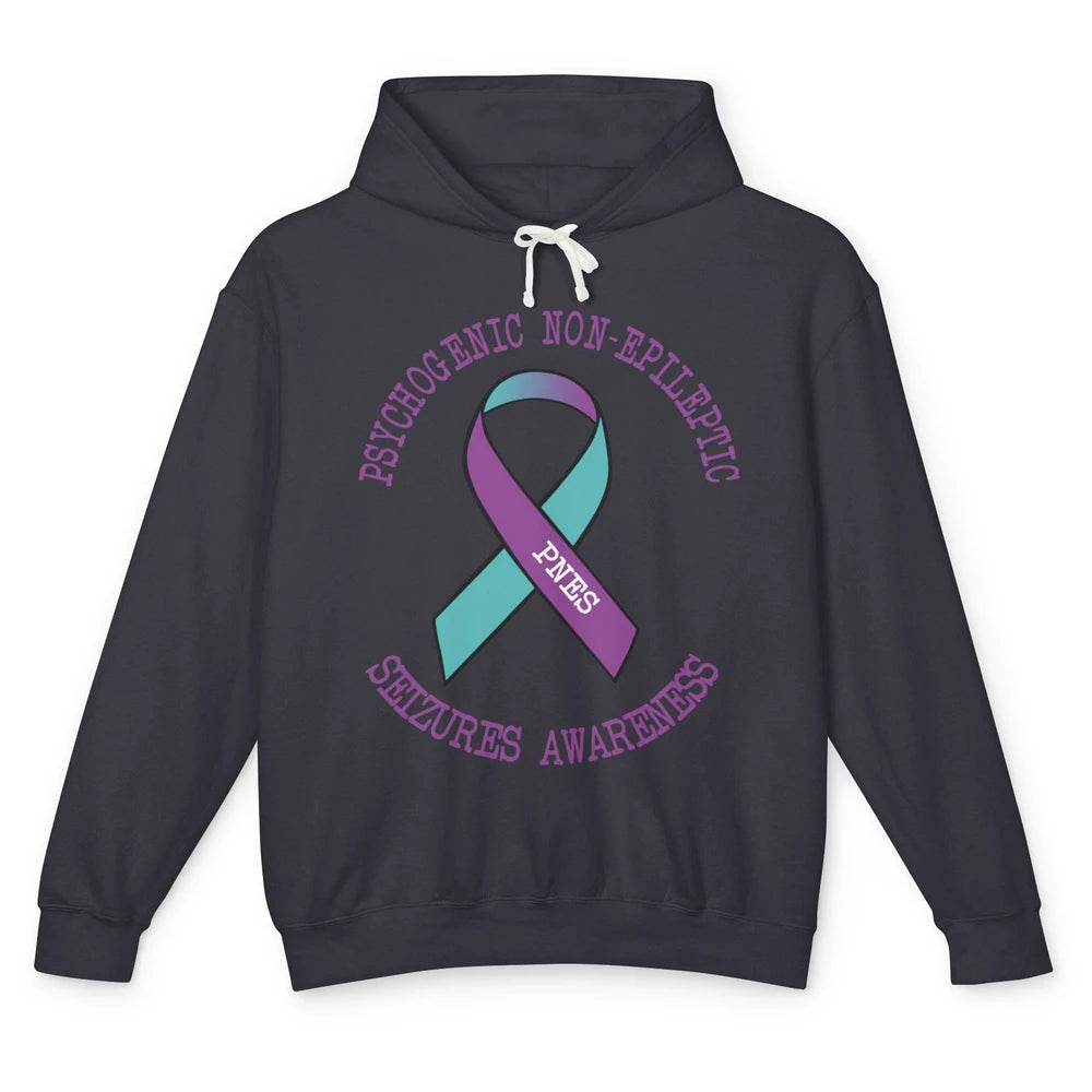 Psychogenic Non-epileptic Seizures PNES Purple Teal Ribbon Unisex Lightweight Hoodie