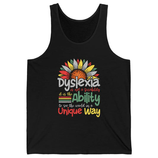 Retro Dyslexia A Different Ability Not Disability Sunflower Unisex Jersey Tank