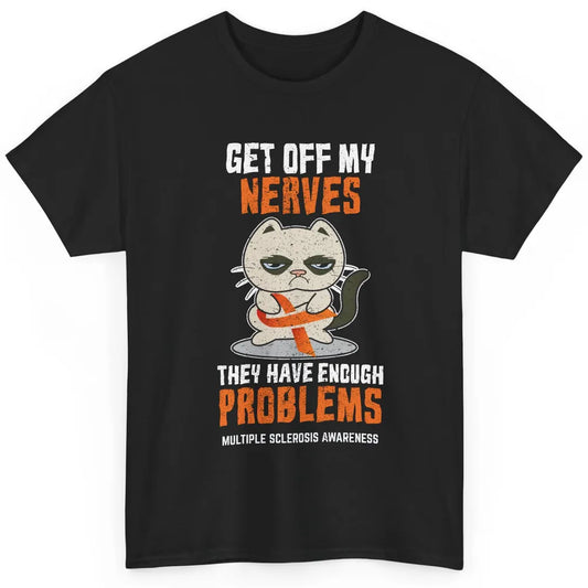 Multiple Sclerosis Awareness Ms Cancer Cat Orange Ribbon Classic Unisex T-Shirt