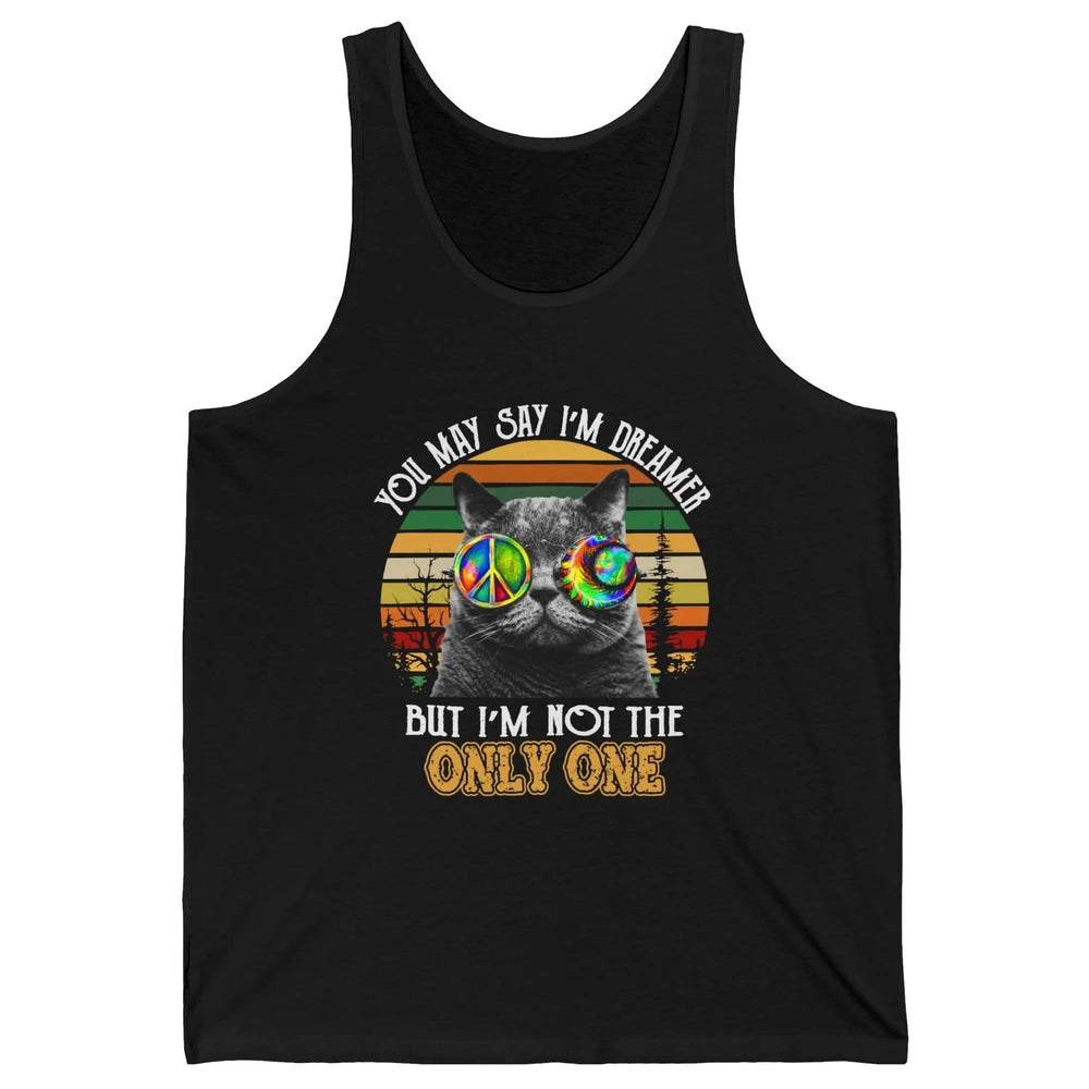 Retro Hippie Cat I'm A Dreamer Peace Lovers Hippie Soul Gift Unisex Jersey Tank