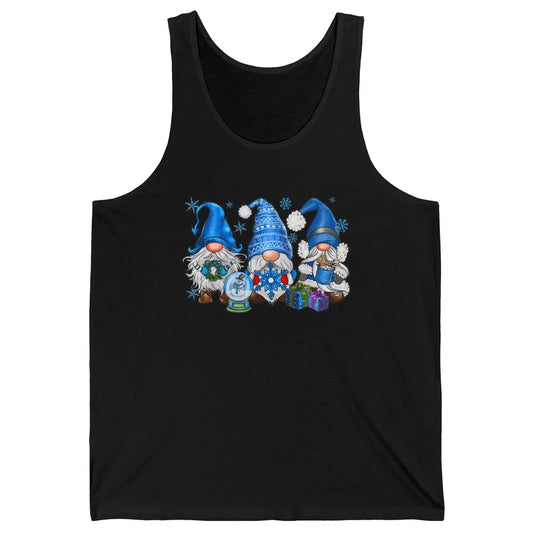 Retro Blue Snowman Gnomes Blue Christmas Winter Gnomies Xmas Unisex Jersey Tank