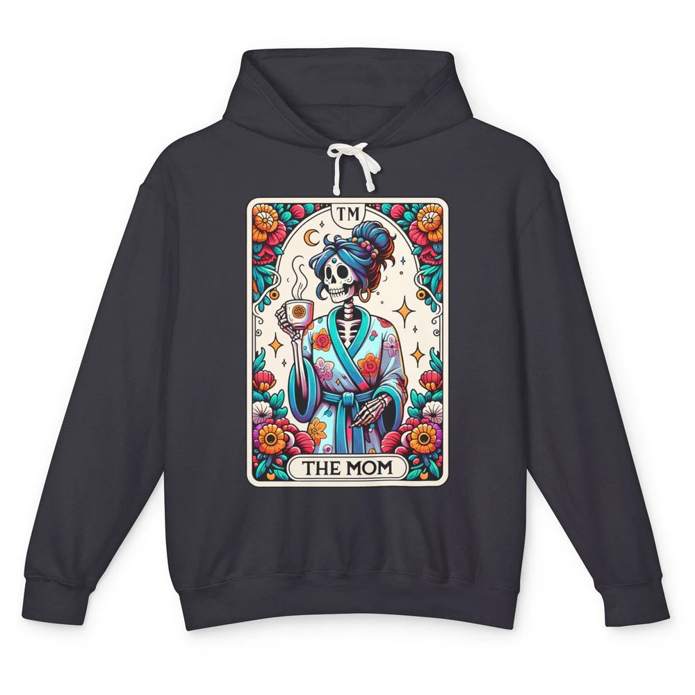 Retro Floral Skeleton The Mom Tarot Card Halloween Mom Life Unisex Lightweight Hoodie