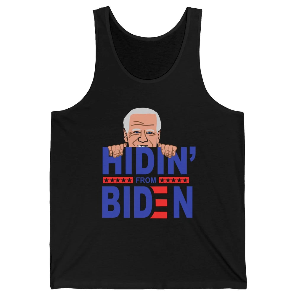 Retro Funny Joe Biden Hiding From Biden Anti Liberal US Flag Unisex Jersey Tank
