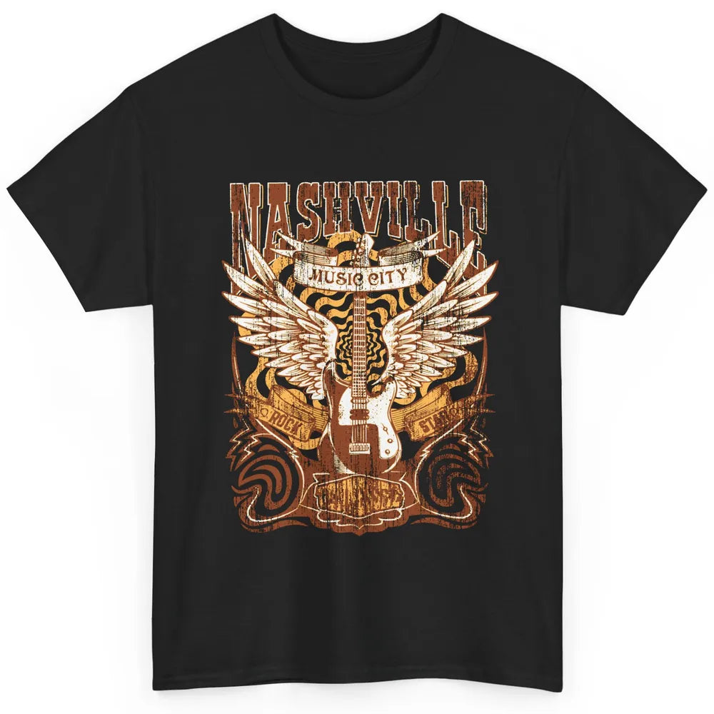 Retro Guitar Nashville Music City Western Country Music Classic Unisex T-Shirt