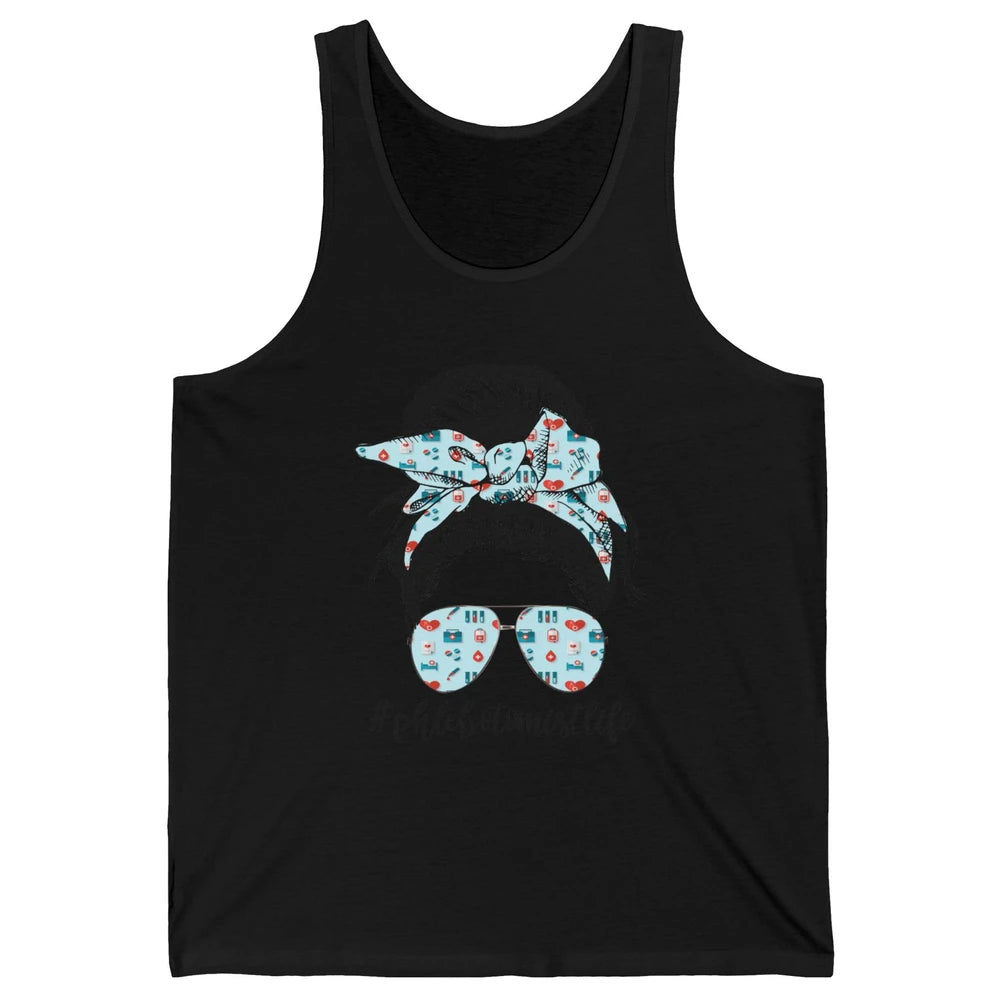 Retro  Phlebotomist Life Messy Bun Mom Phlebotomy Symbols Unisex Jersey Tank