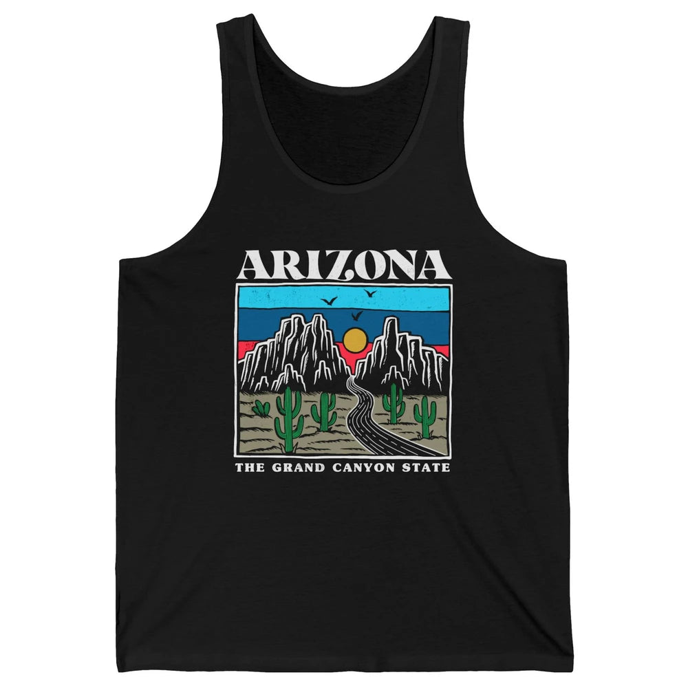 Retro Arizona Cactus Mountain The Grand Canyon State Hiking Unisex Jersey Tank
