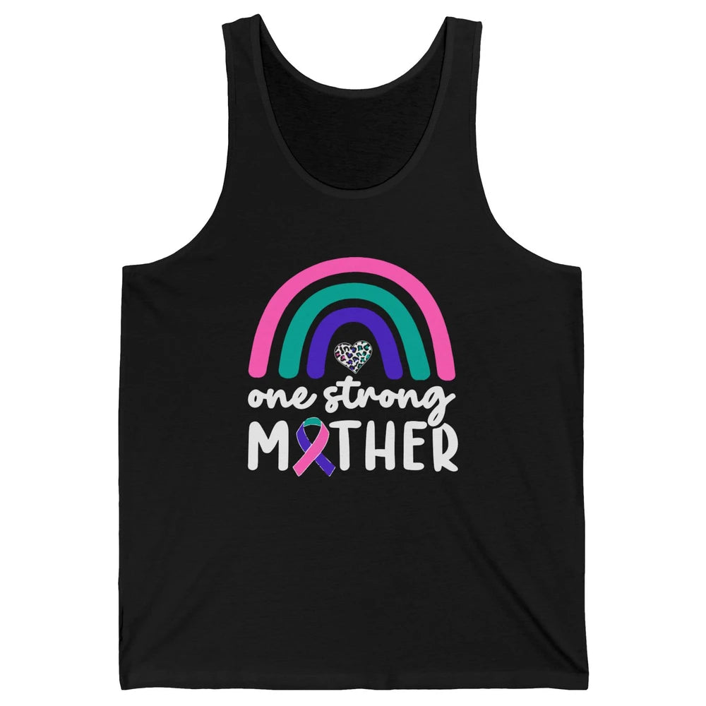 One Strong Mother Teal Rainbow Warrior Thyroid Cancer Month Unisex Jersey Tank
