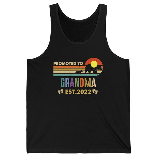 Retro Bear Sunset Promoted To Grandma Est 2022 Pregnancy Unisex Jersey Tank