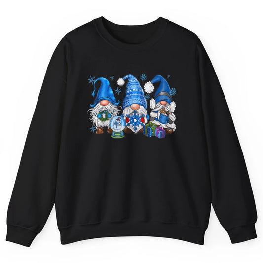 Retro Blue Snowman Gnomes Blue Christmas Winter Gnomies Xmas Unisex Crewneck Sweatshirt