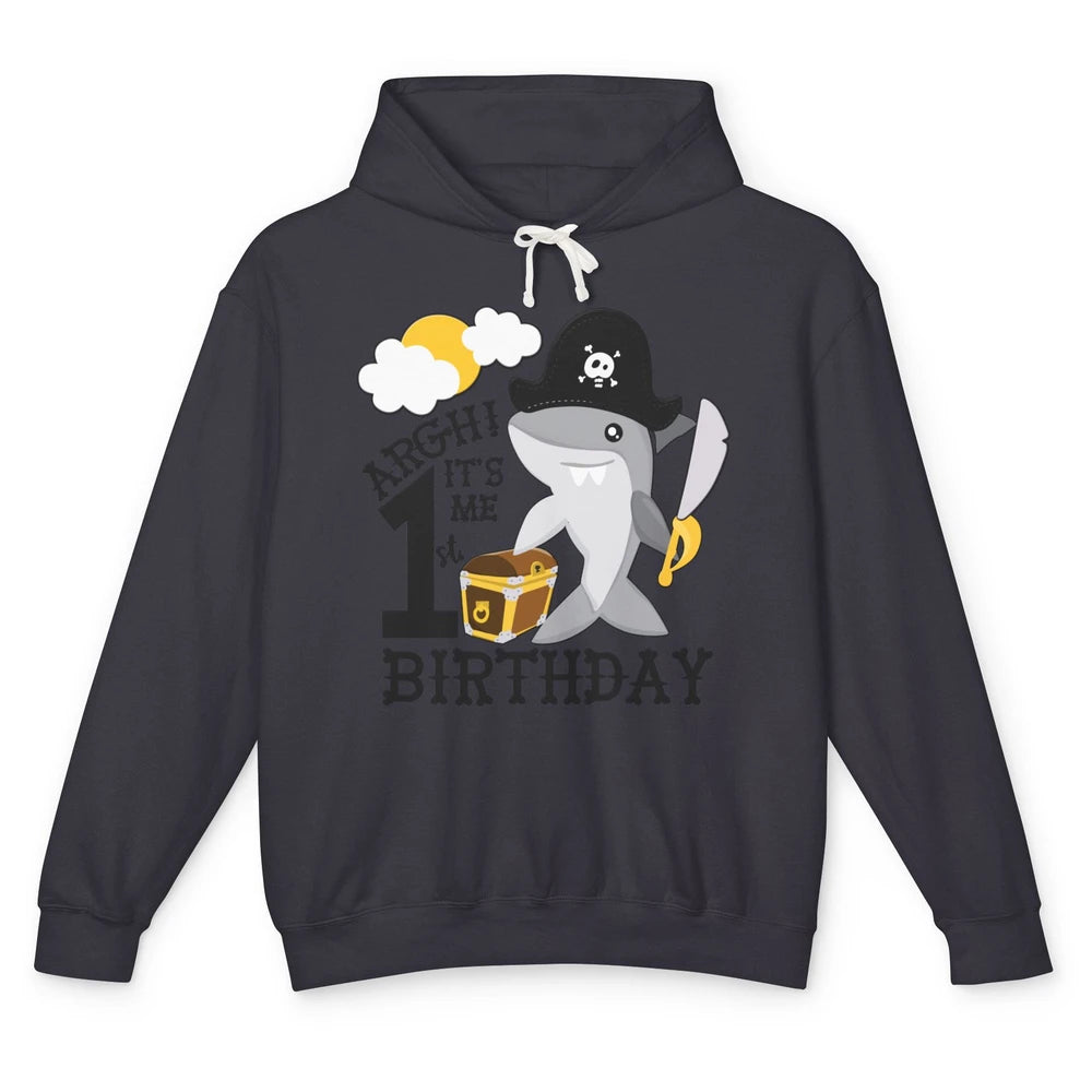 Pirate Shark 1st Birthday Party 1st Birthday Boy Girl Gift Unisex Lightweight Hoodie