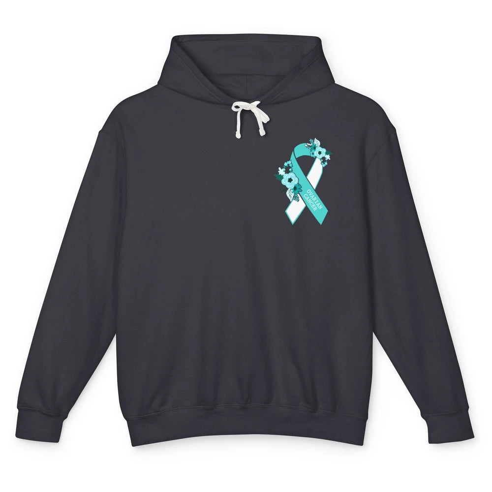 Ovarian Cancer Awareness Support Turquoise Ribbon Pocket Sz Unisex Lightweight Hoodie