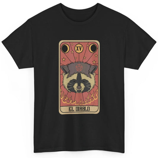 Raccoon Tarot Card Satanic Trash Panda Crescent Halloween Classic Unisex T-Shirt