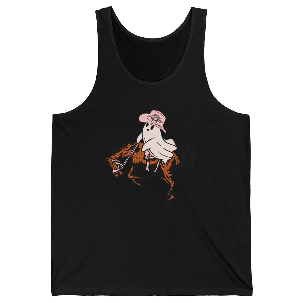 Funny Halloween Retro Cowboy Ghost Western Spooky Season Unisex Jersey Tank