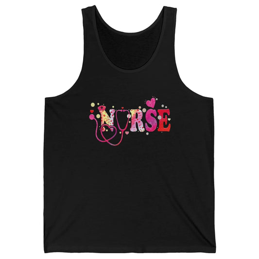 Nurse Tie Dye Valentines Day Heart Stethoscope Nursing Life Unisex Jersey Tank