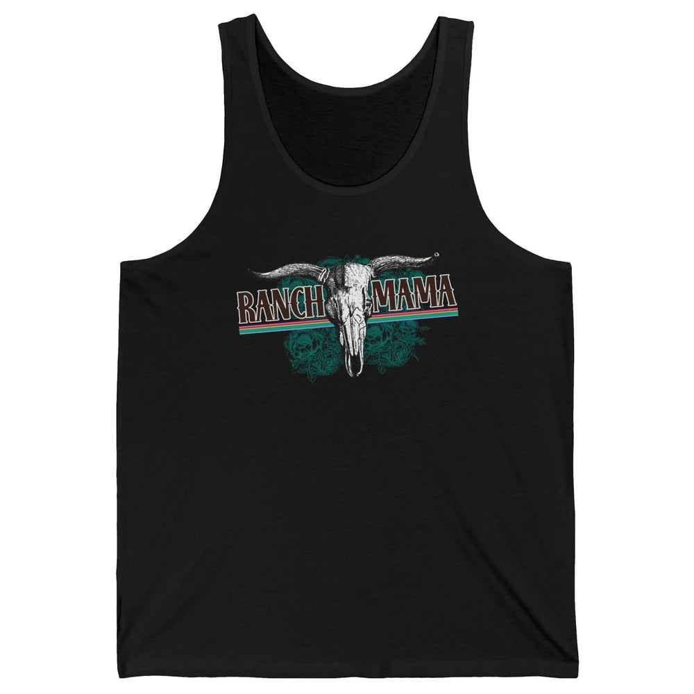 Retro Ranch Mama Highland Cow Skull Western Country Cowboy Unisex Jersey Tank