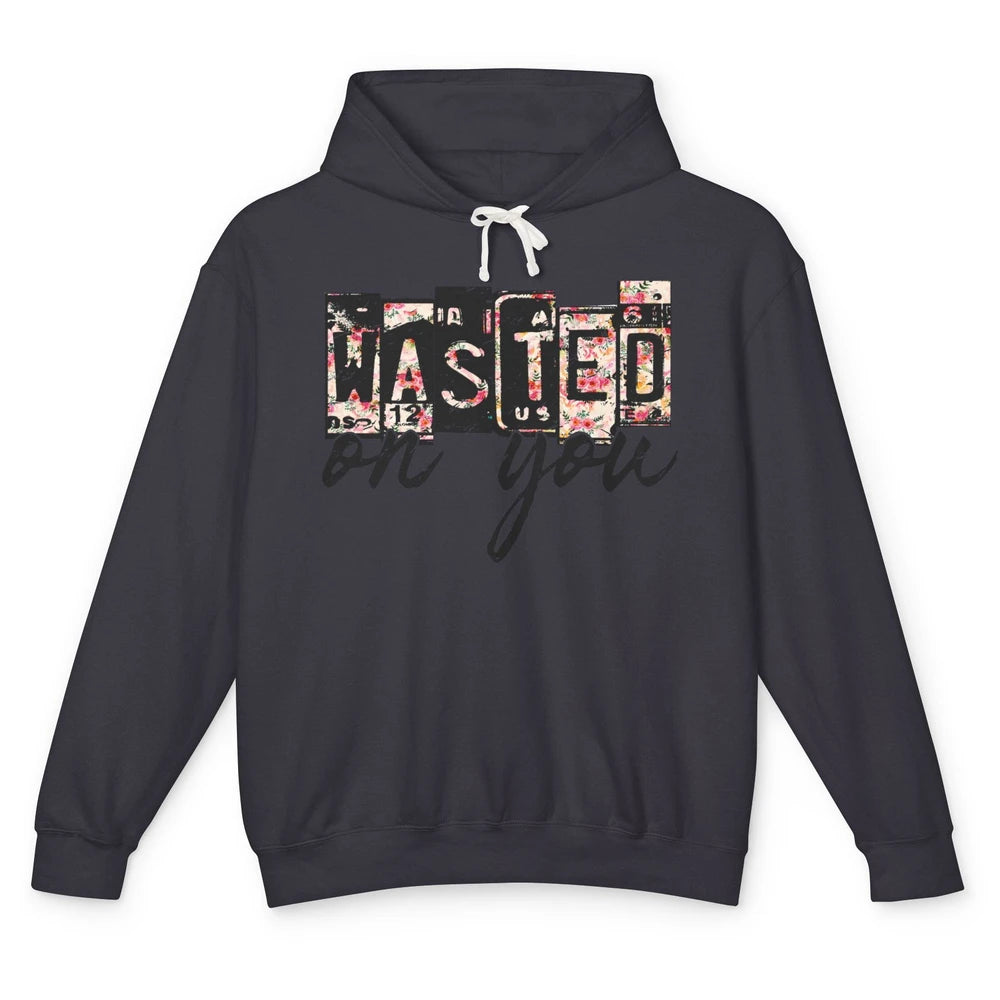 Retro Floral Wasted On You Western Country Cowgirl Gift Unisex Lightweight Hoodie