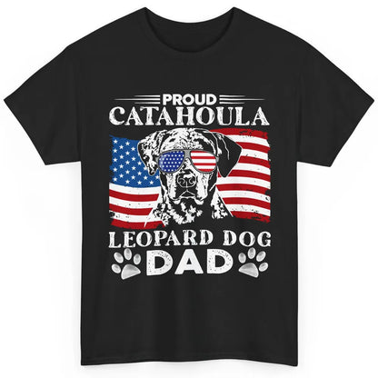 Proud Catahoula Leopard Dog Dad US Flag Patriotic 4th July Classic Unisex T-Shirt