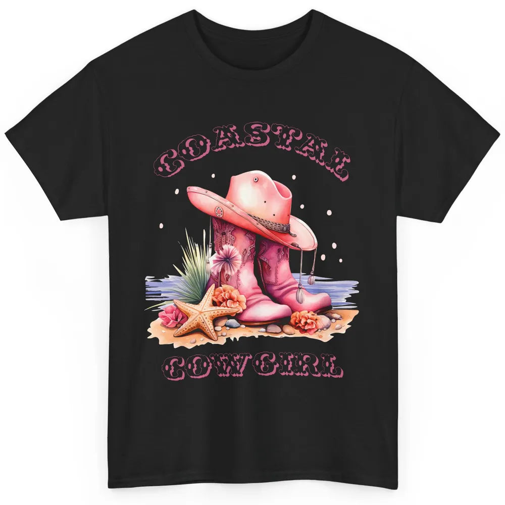 Retro Cowgirl Boots Coastal Cowgirl Western Country Beach Classic Unisex T-Shirt