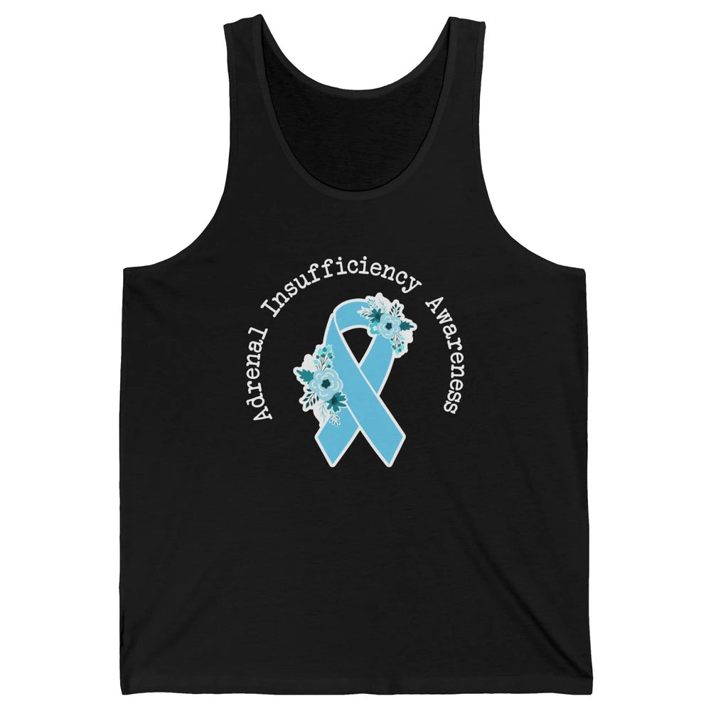 Adrenal Insufficiency Awareness Floral Light Blue Ribbon Unisex Jersey Tank