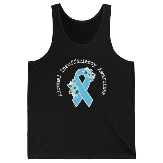 Adrenal Insufficiency Awareness Floral Light Blue Ribbon Unisex Jersey Tank